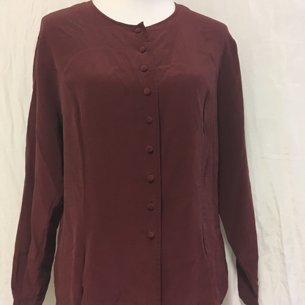 Laura & Jayne Button Down Shirt Silk Size 16